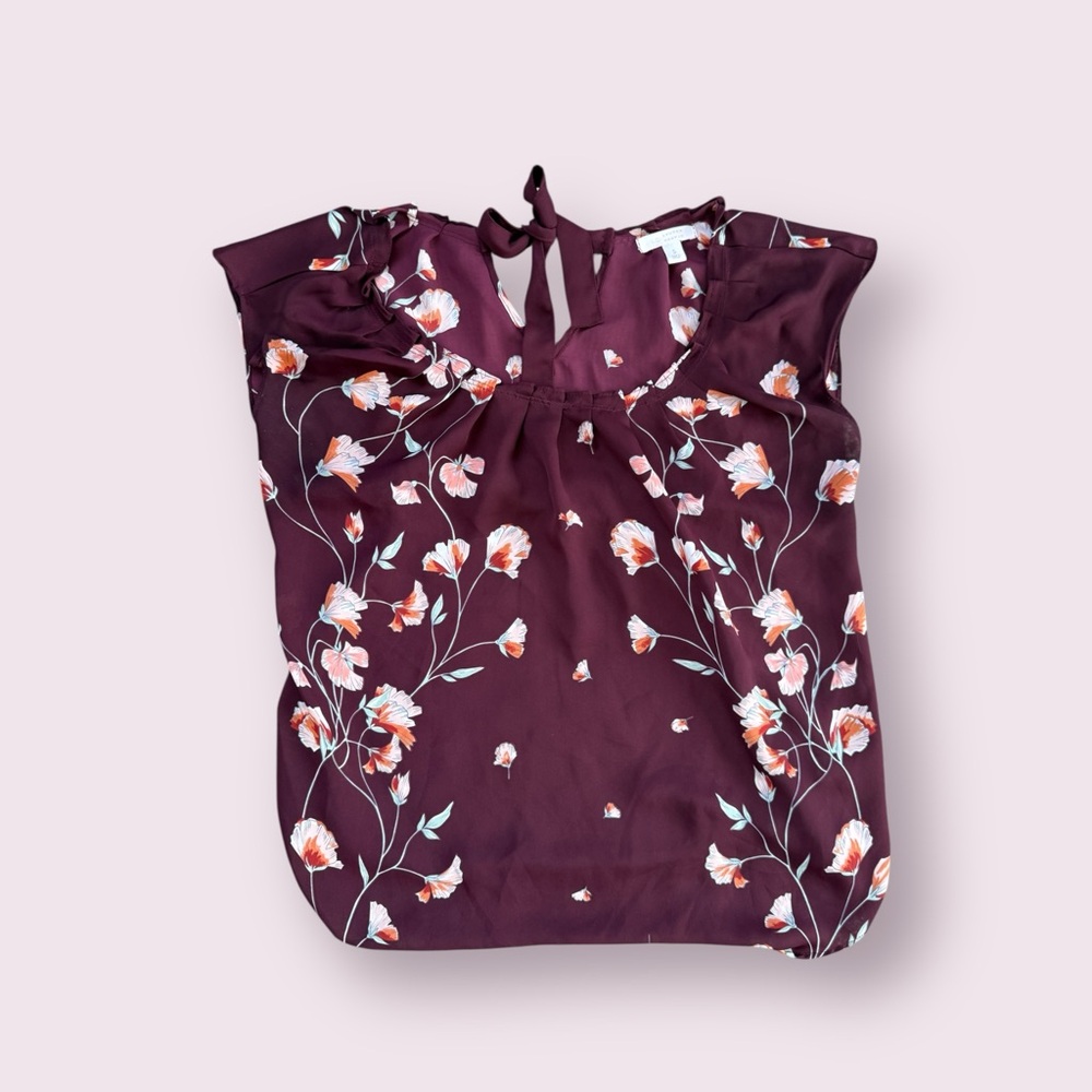 Lauren Conrad women’s purple burgundy blouse size small tie back